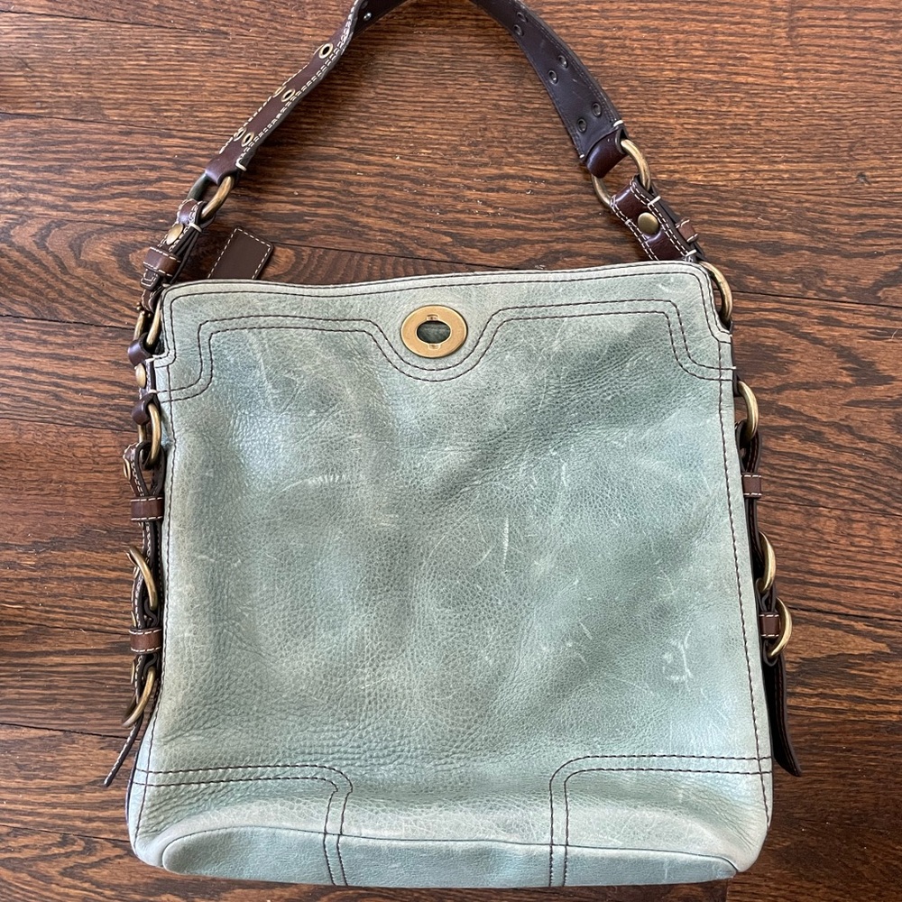 Vintage Y2K Coach Leather Shoulder Bag in Blue